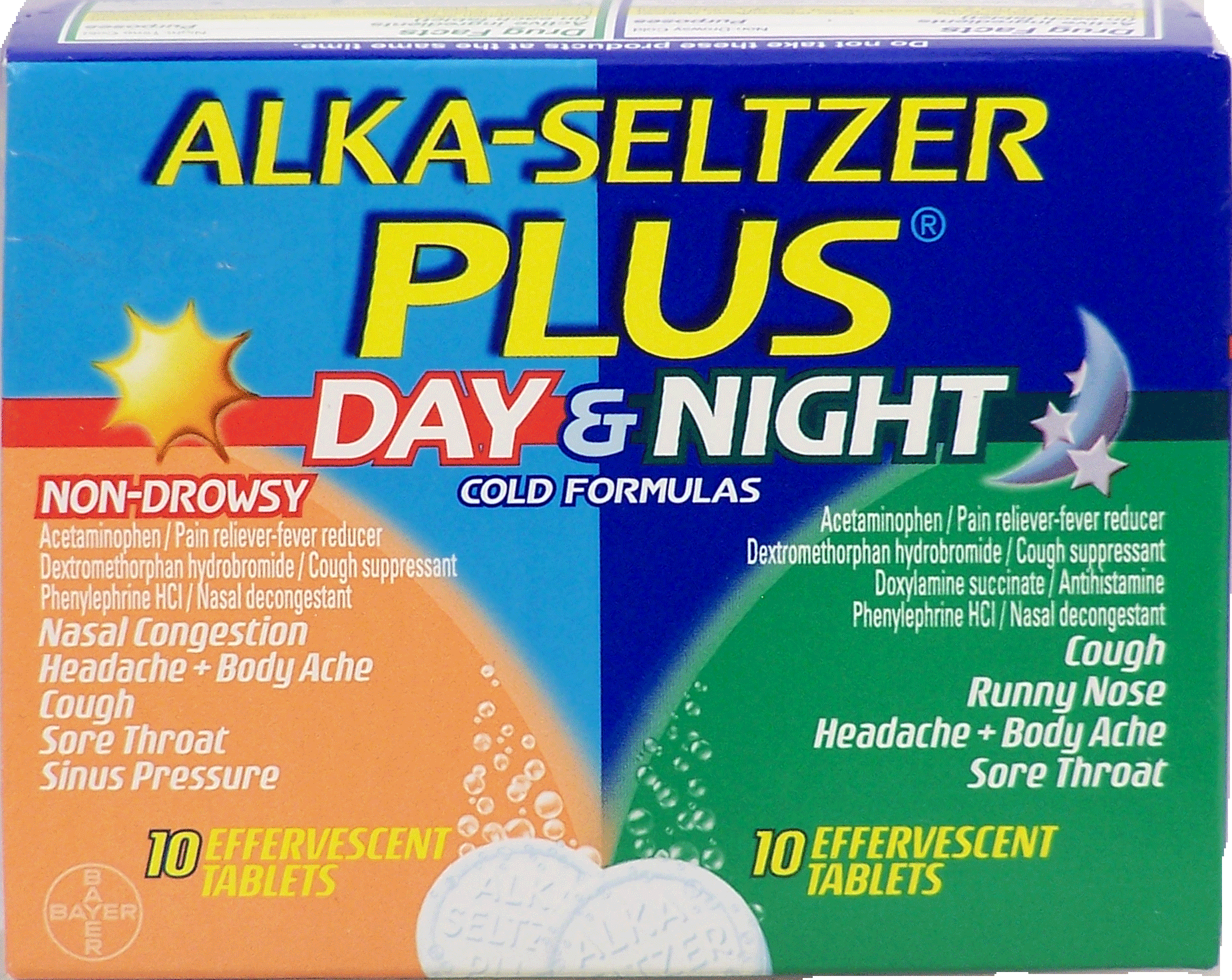 Alka Seltzer&nbsp;Plus&nbsp;day & night  relief of cold symptoms, effervescent tablets Full-Size Picture